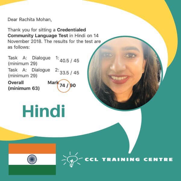 NAATI CCL Training Centre Hindi Result