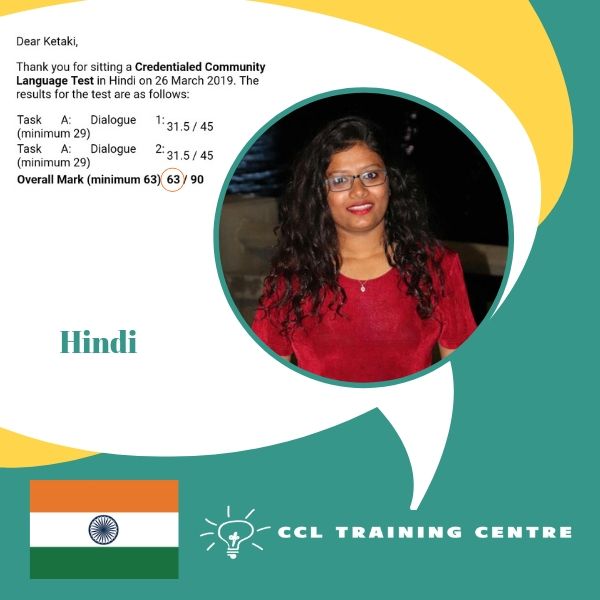NAATI CCL Training Centre Hindi Result