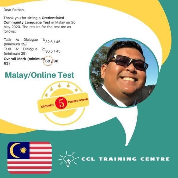 NAATI CCL Training Centre Malay Result