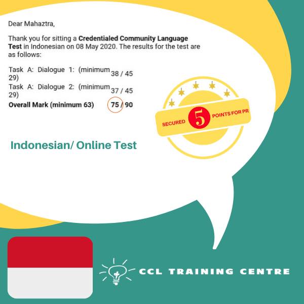 NAATI CCL Training Centre Indonesian Result 1